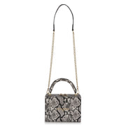 Flourish Paris Handbag Tijuana Snake Briefcase Front View with strap up on White Background